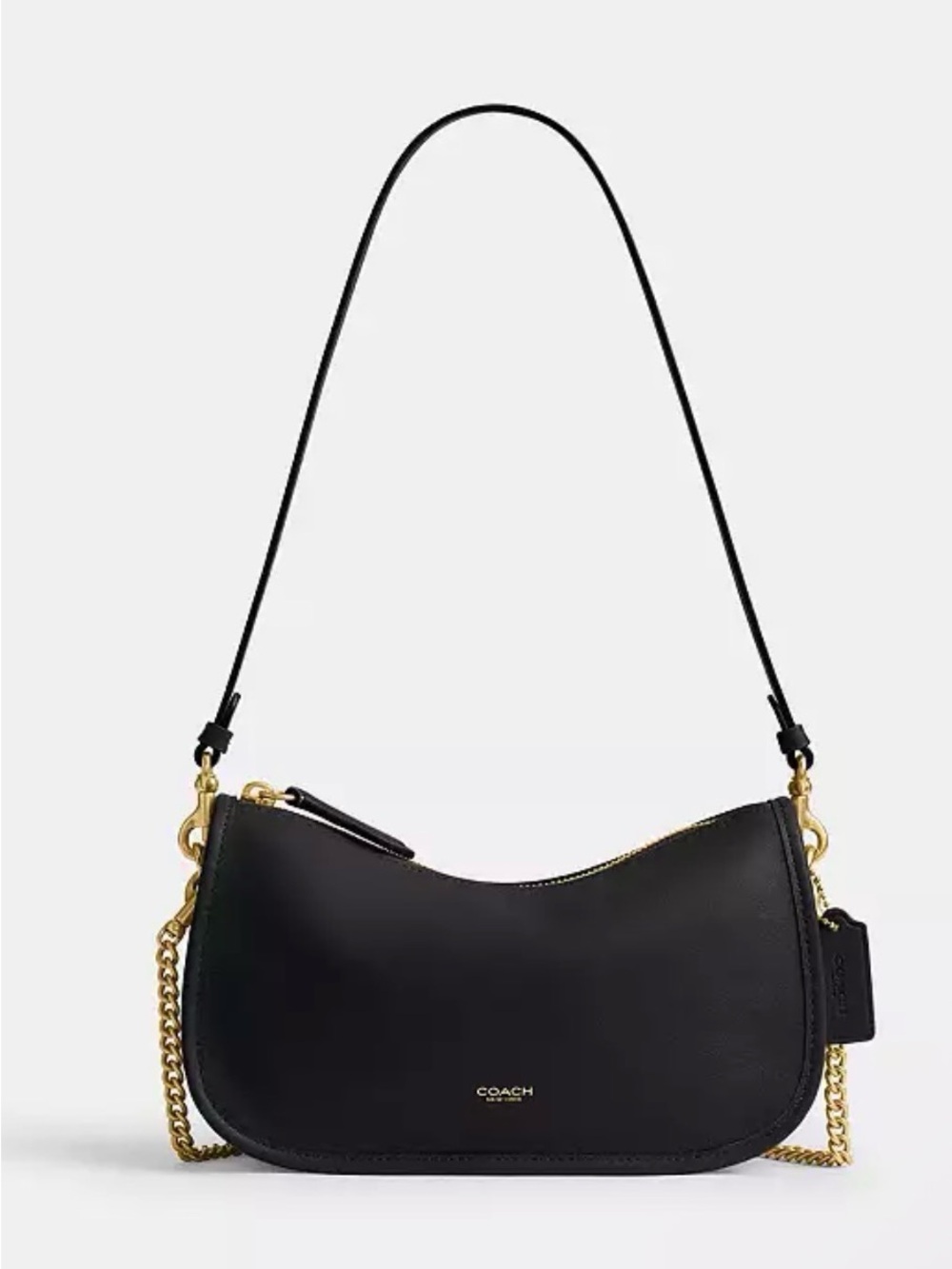 Coach Black Leather Shoulder Bag with Gold Hardware
